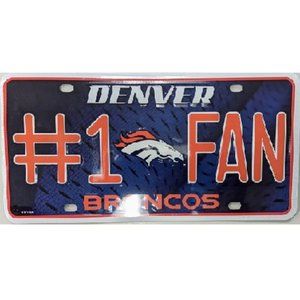 🆕🏈 DENVER BRONCOS EMBOSSED ALUMINUM #1 FAN LICENSE PLATE -NFL - UNISEX